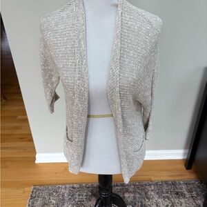 Eileen Fisher Beige Open-Front Cardigan
